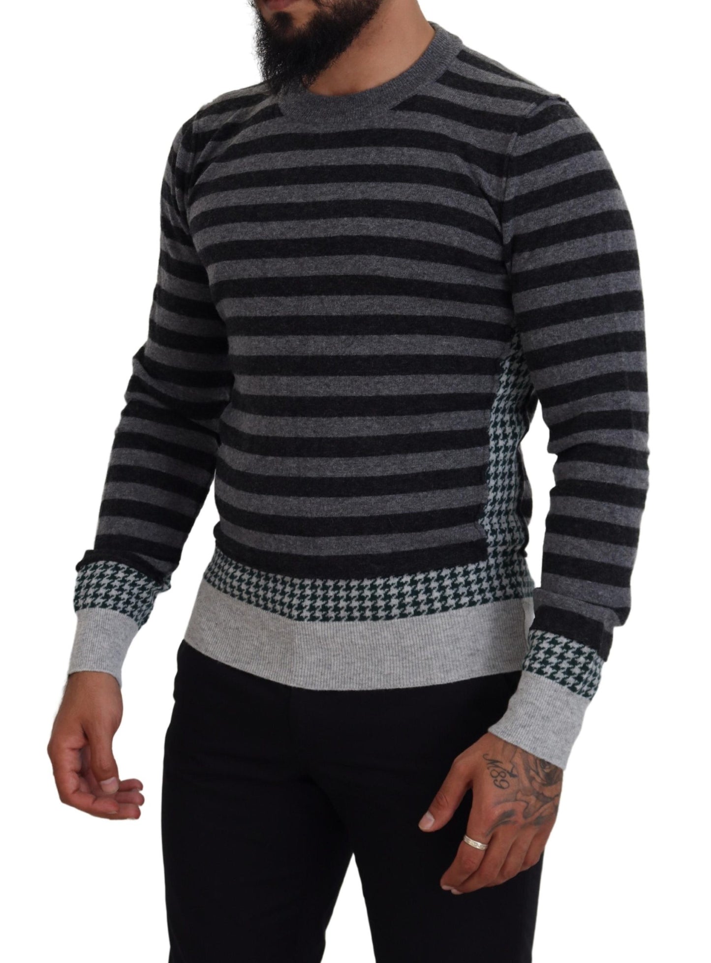 Dolce &amp; Gabbana Elegant striped wool round neck sweater