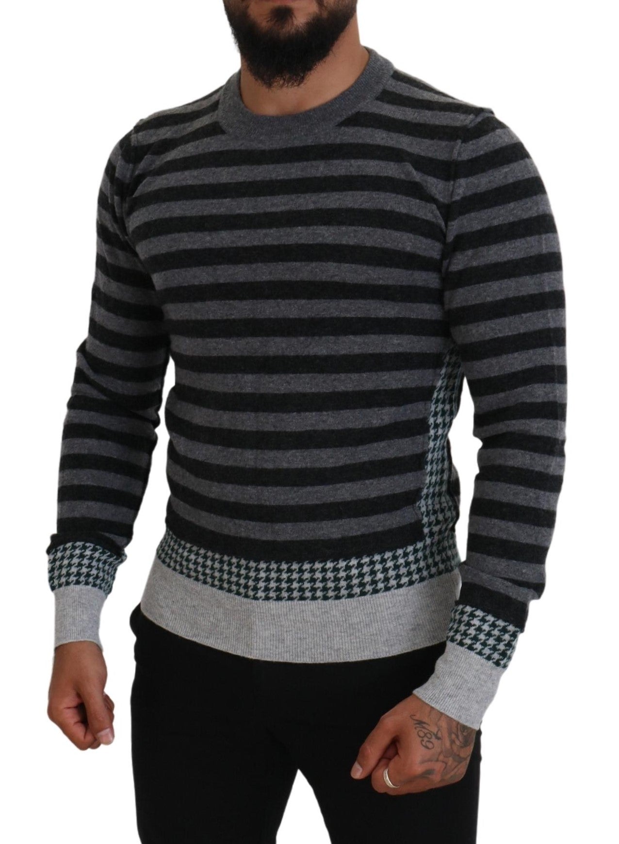 Dolce &amp; Gabbana Elegant striped wool round neck sweater