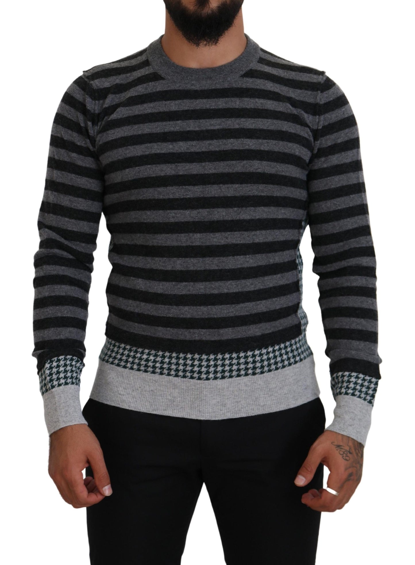 Dolce &amp; Gabbana Elegant striped wool round neck sweater