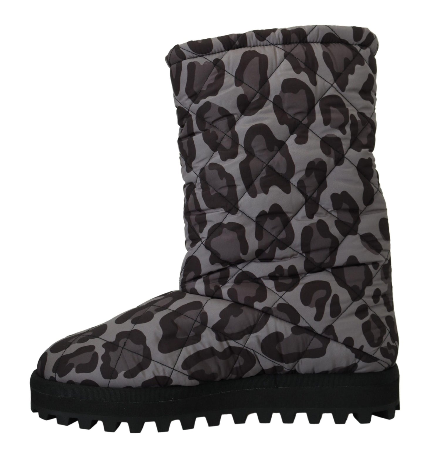 Dolce &amp; Gabbana Elegant grey leopard mid-calf boots