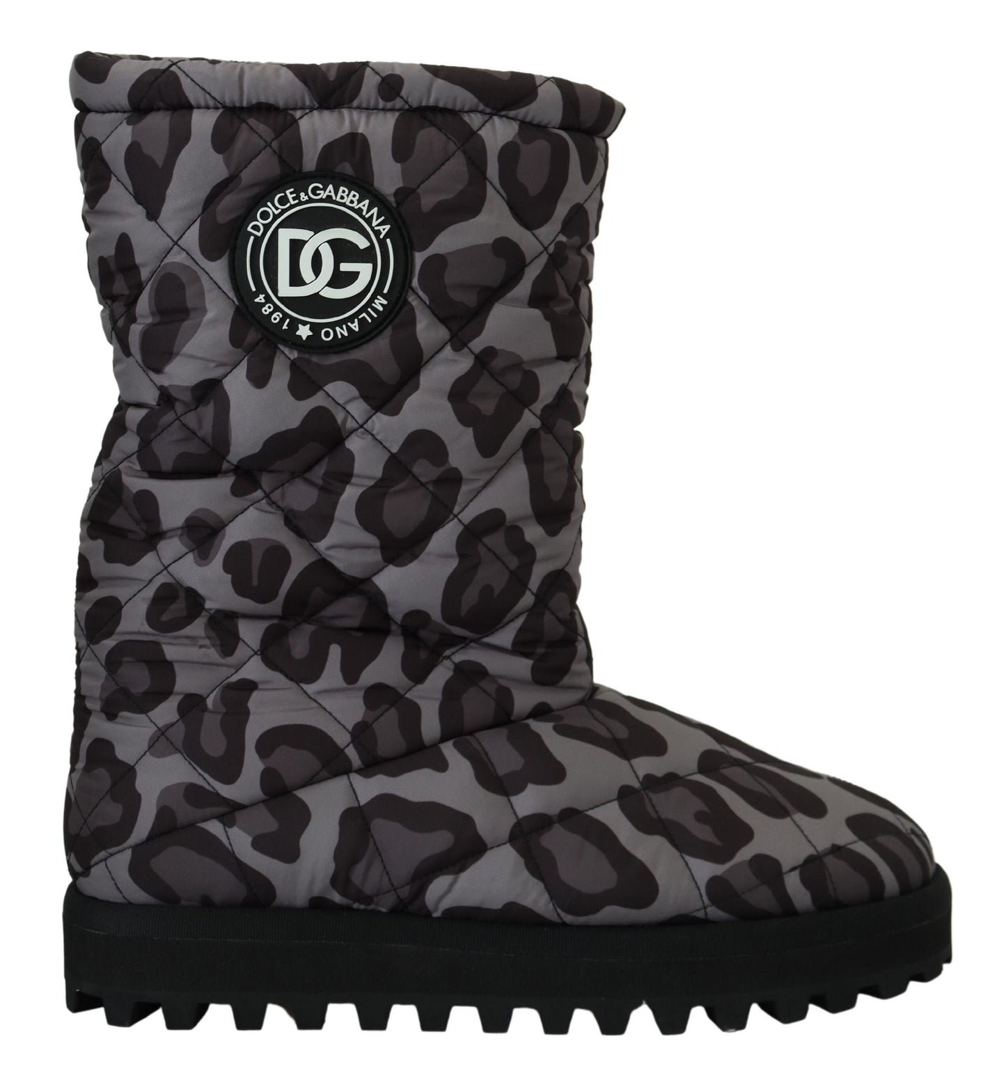 Dolce &amp; Gabbana Elegant grey leopard mid-calf boots