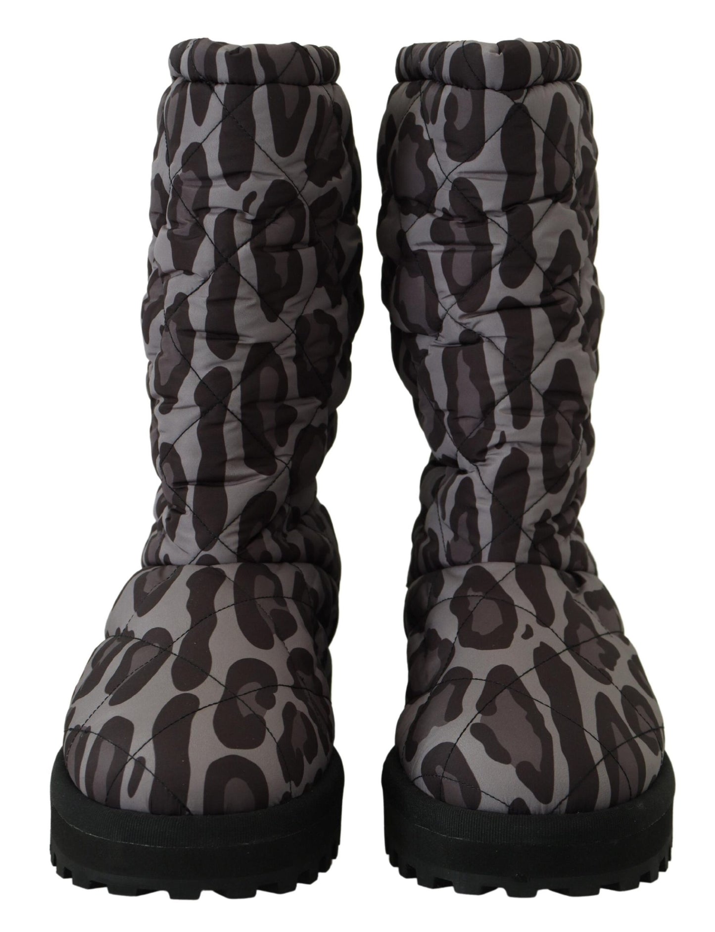 Dolce &amp; Gabbana Elegant grey leopard mid-calf boots