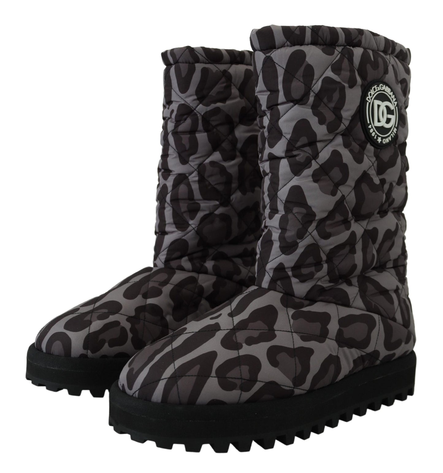 Dolce &amp; Gabbana Elegant grey leopard mid-calf boots