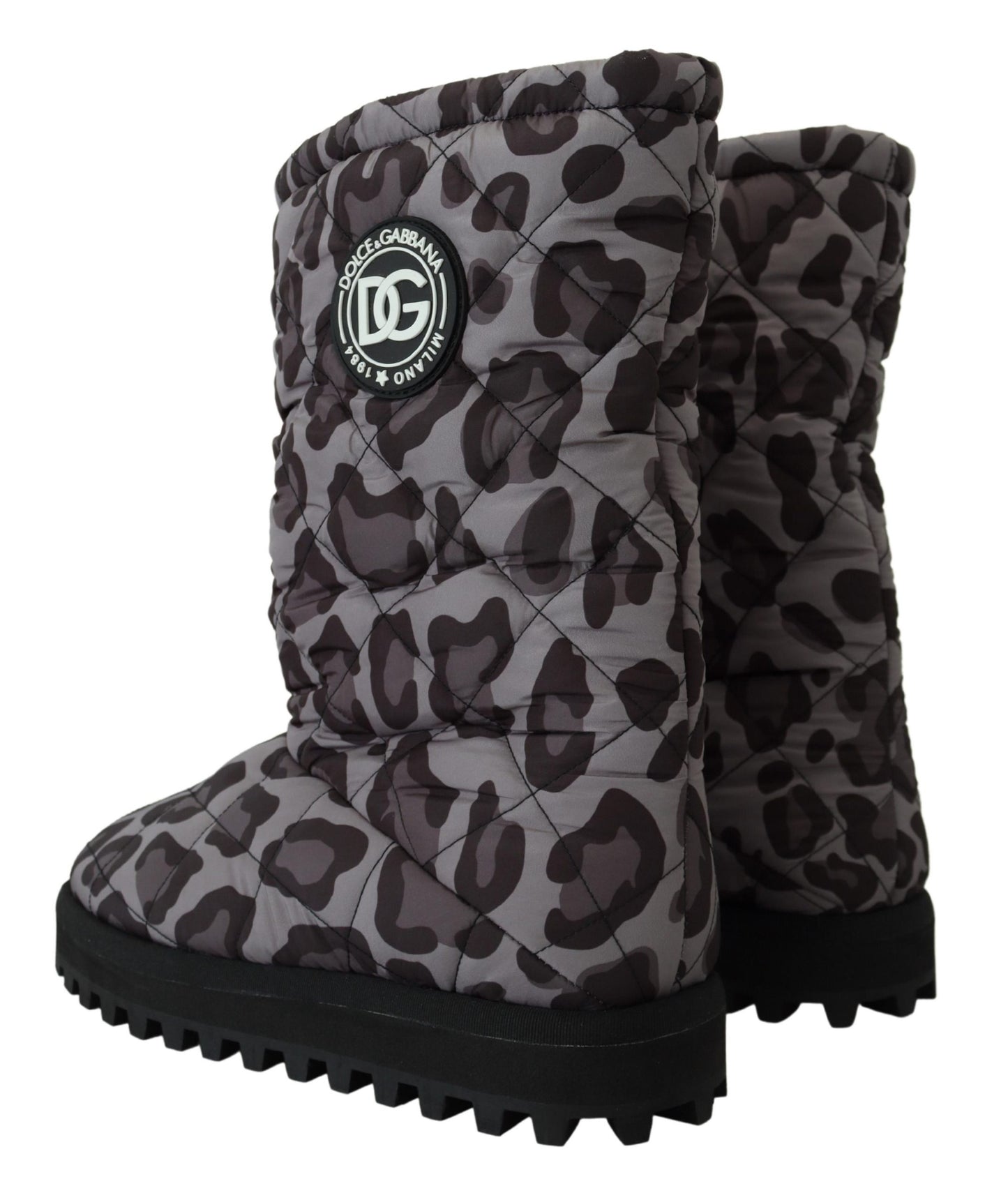 Dolce &amp; Gabbana Elegant grey leopard mid-calf boots