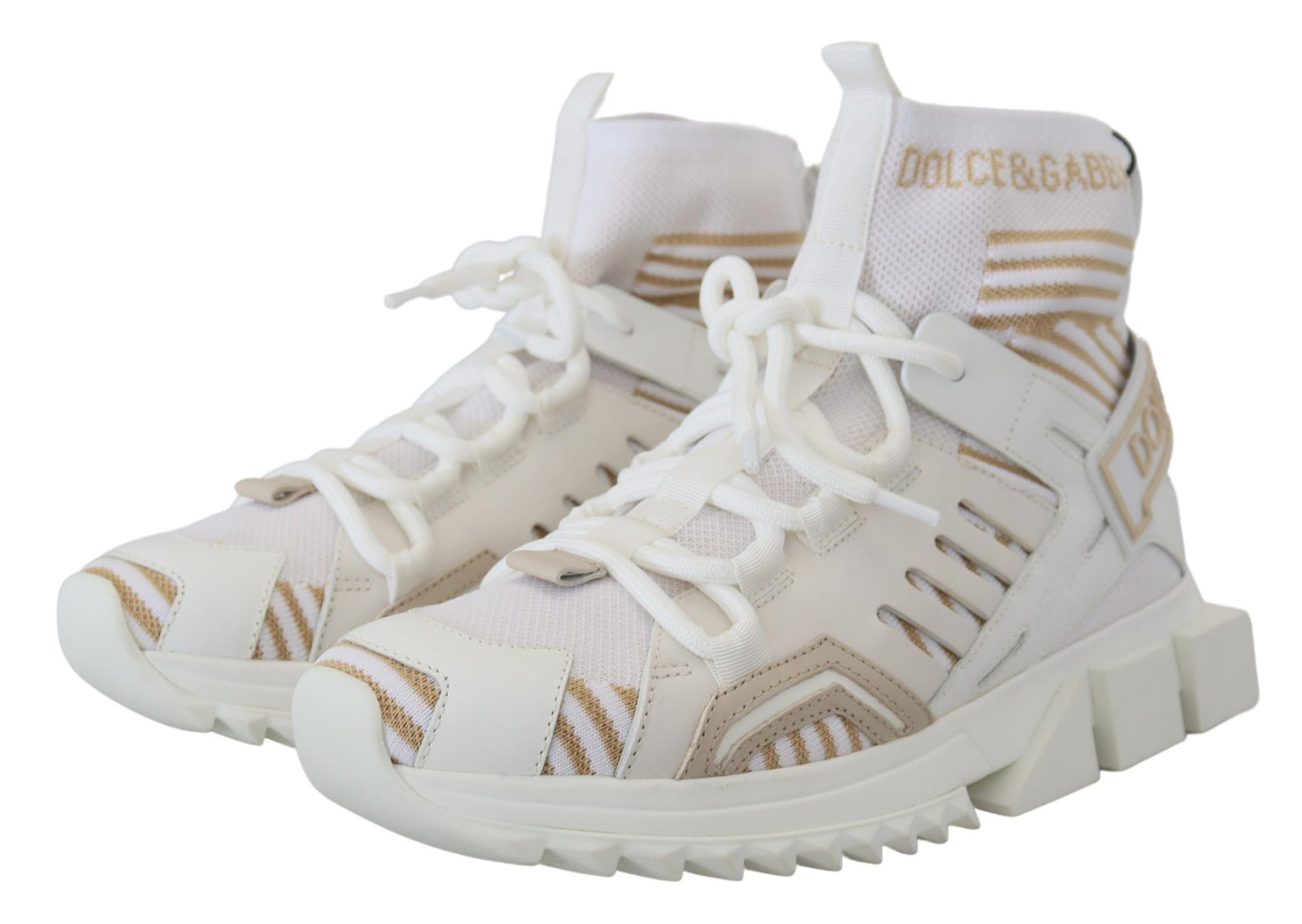 Dolce &amp; Gabbana Elegant White Beige SORRENTO Sneakers