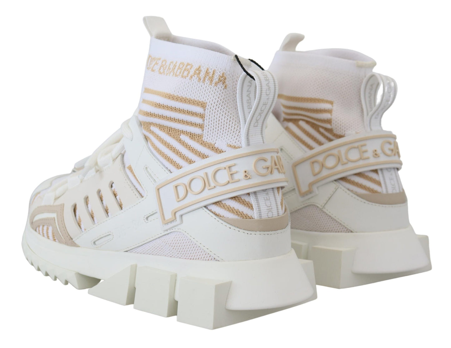 Dolce &amp; Gabbana Elegant White Beige SORRENTO Sneakers