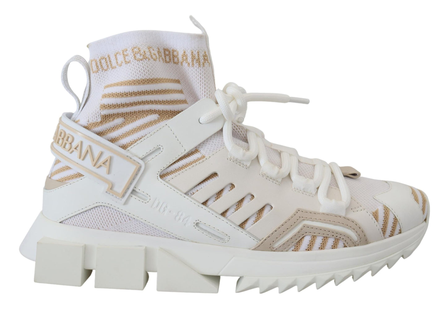 Dolce &amp; Gabbana Elegant White Beige SORRENTO Sneakers