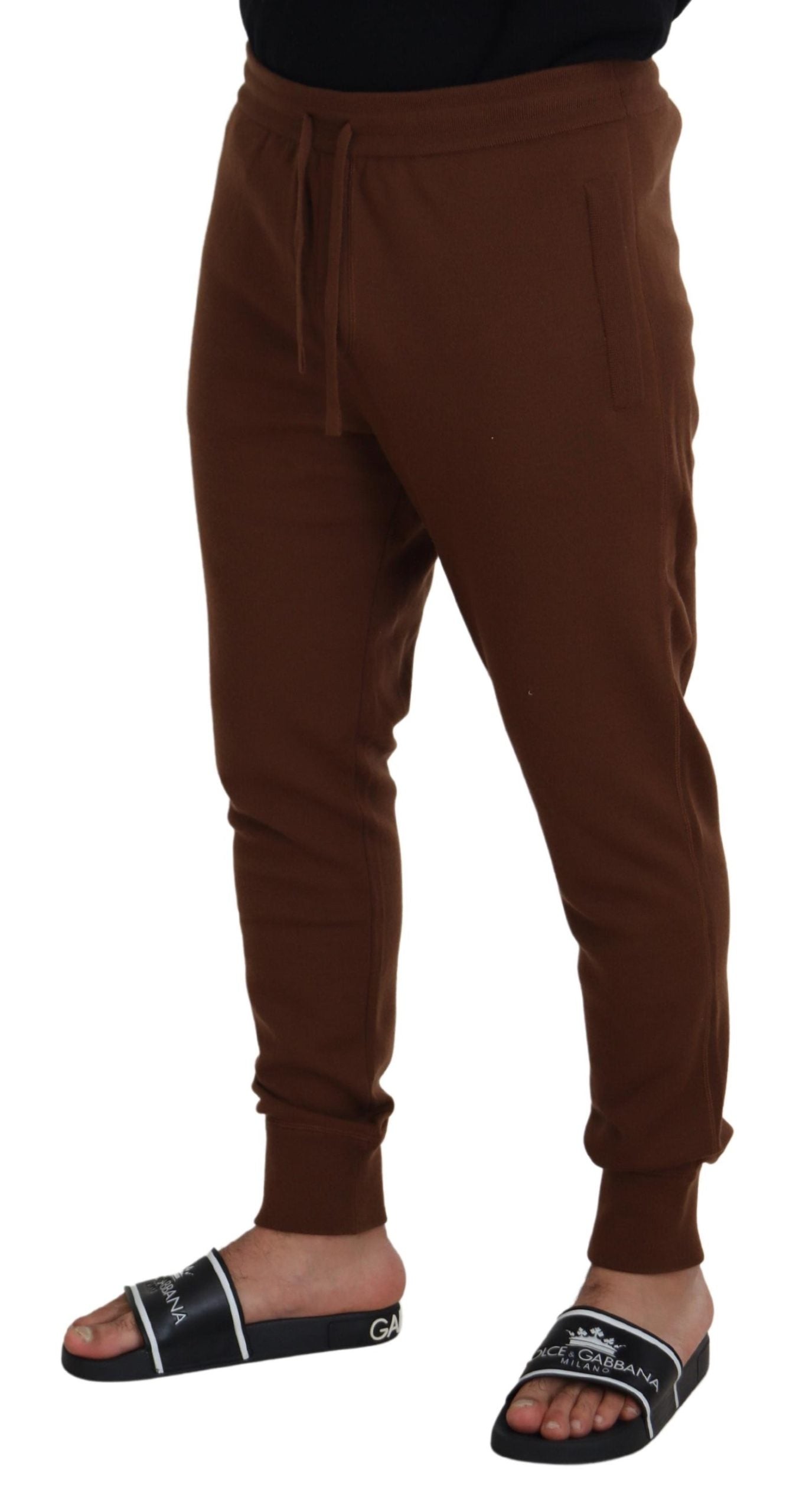 Dolce &amp; Gabbana Elegant Brown Cashmere Jogger Pants