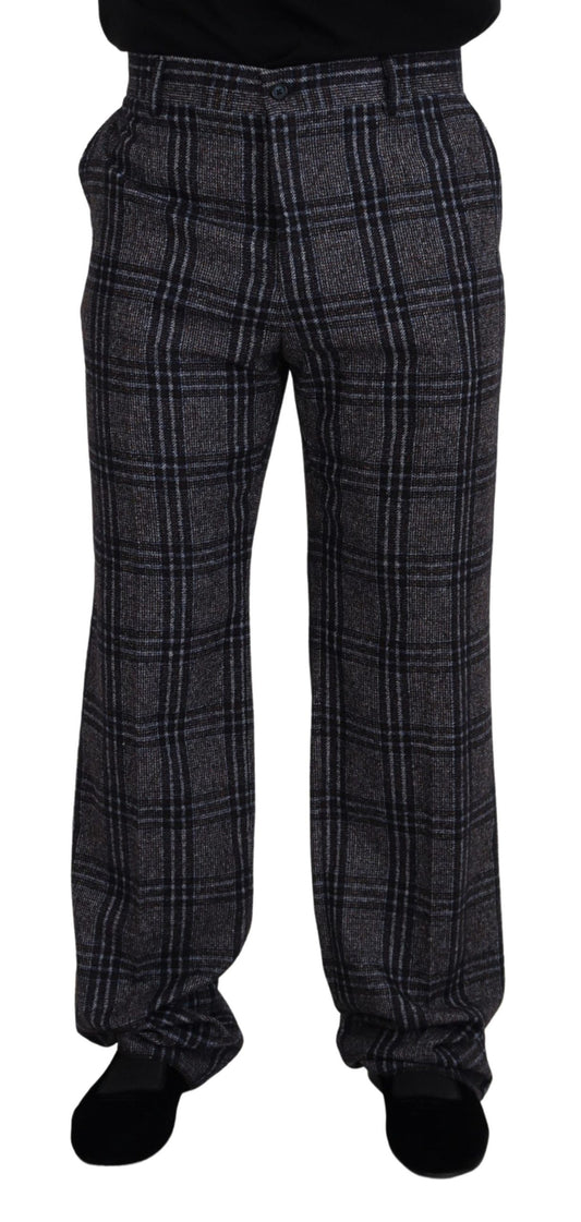 Dolce &amp; Gabbana Elegant grey checked alpaca blend trousers