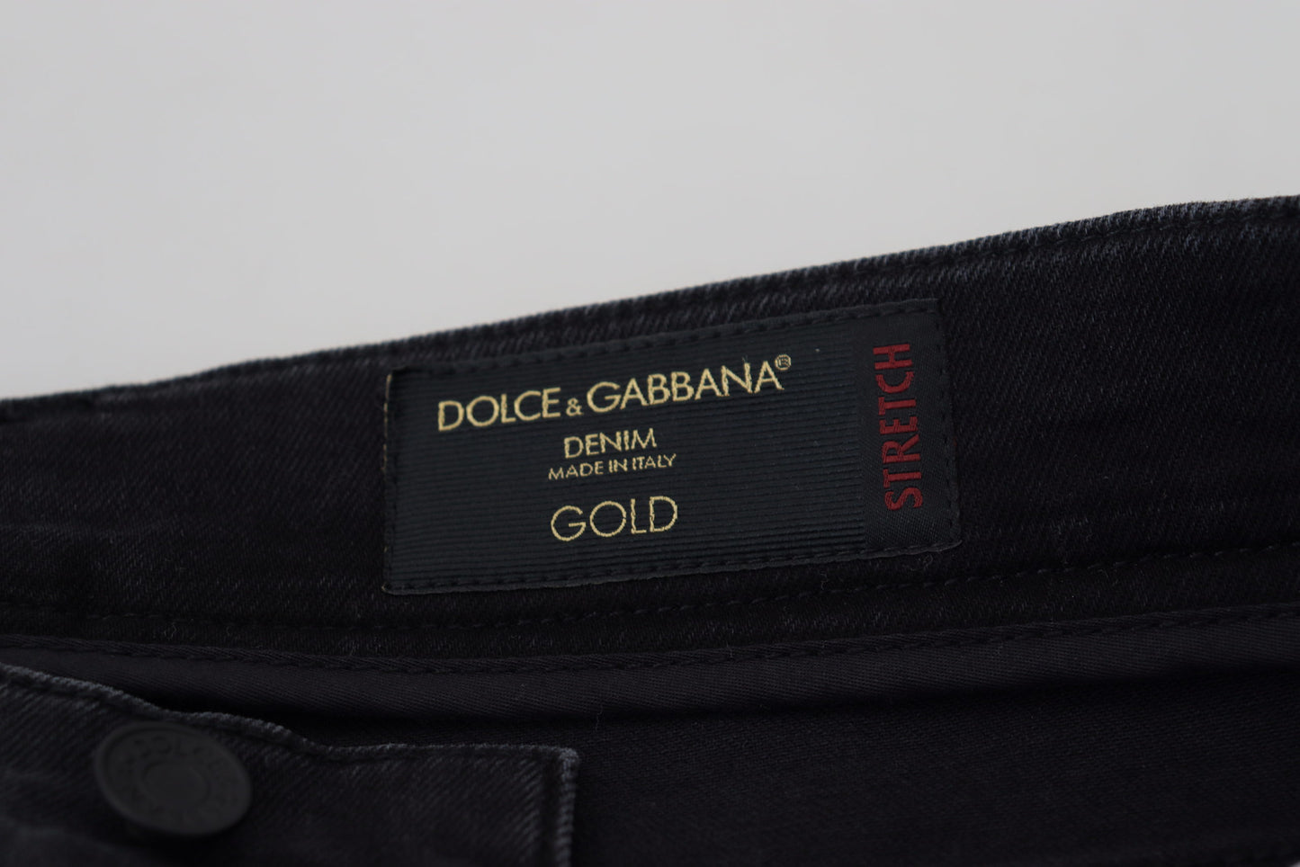 Dolce & Gabbana Glatte schwarze Denim-Hose aus Baumwollmischung