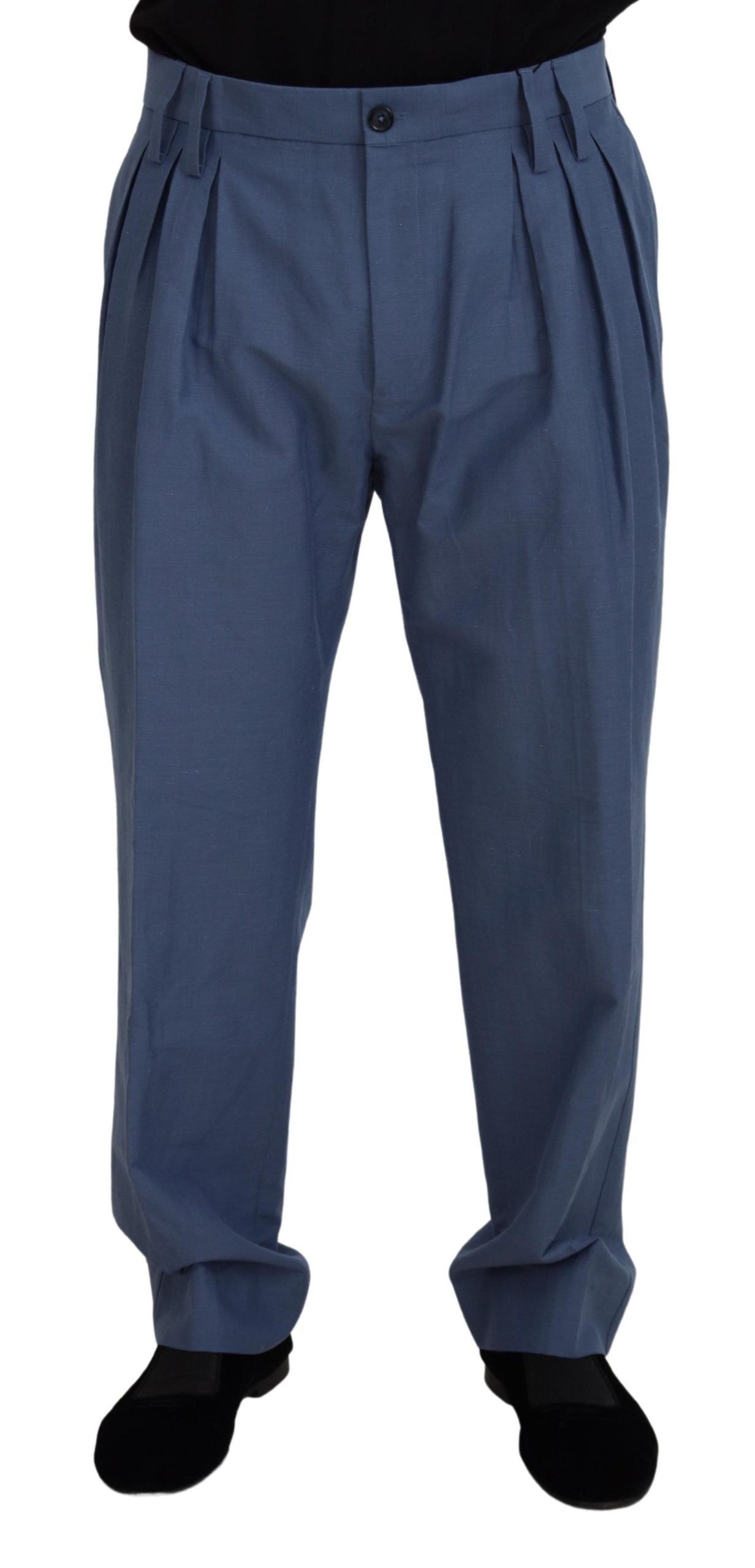 Dolce &amp; Gabbana Elegant blue trousers made of a linen-cotton blend