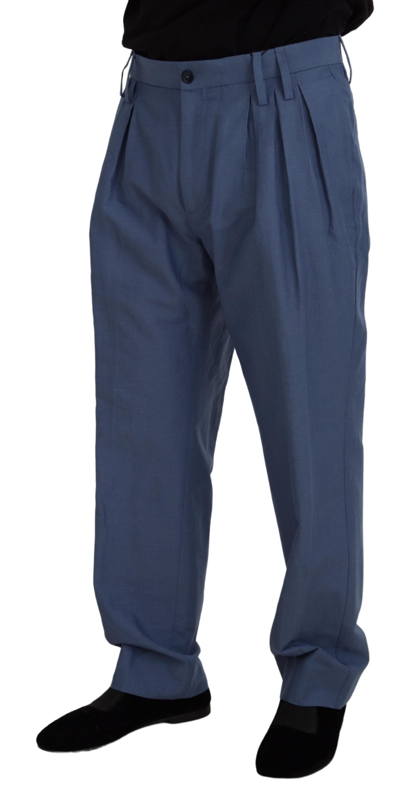 Dolce &amp; Gabbana Elegant blue trousers made of a linen-cotton blend