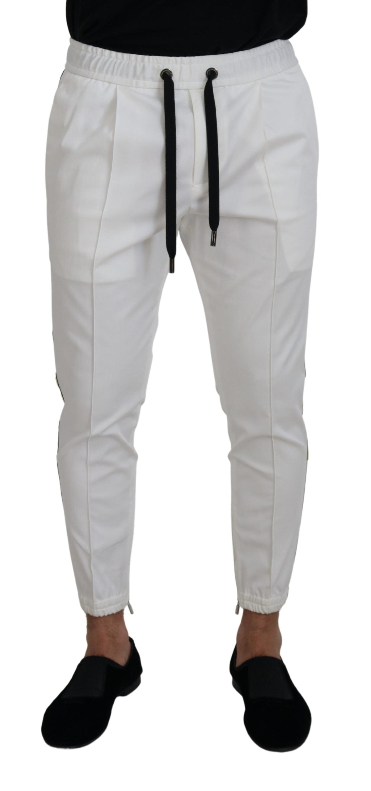 Dolce & Gabbana Elegante weiße Baumwoll-Jogger-Hose