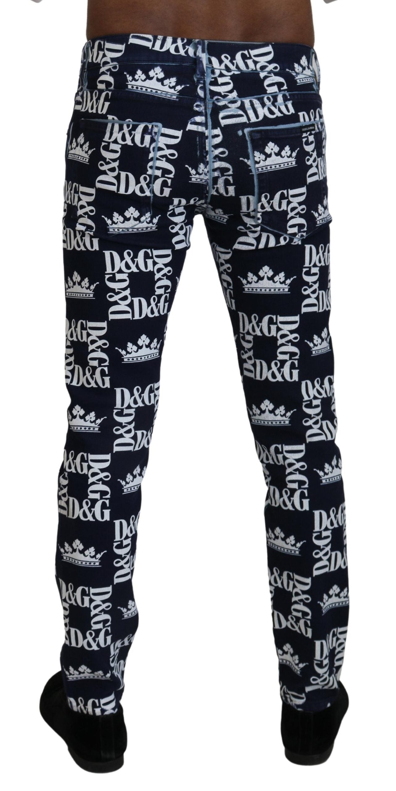 Dolce &amp; Gabbana Elegant denim trousers with crown print