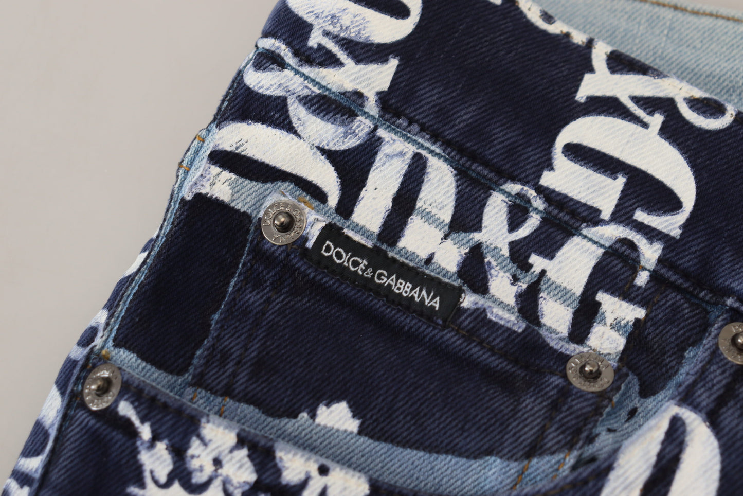 Dolce &amp; Gabbana Elegant denim trousers with crown print