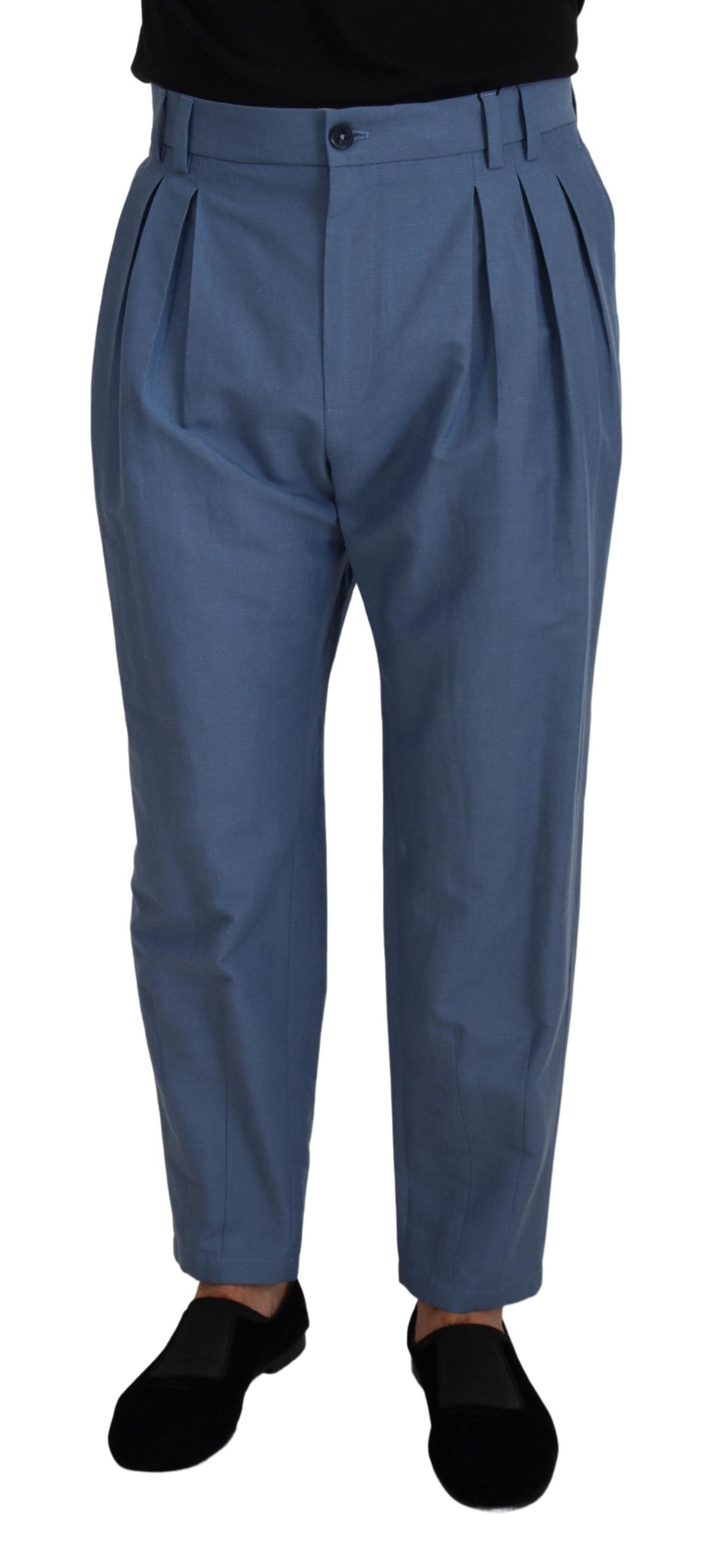 Dolce &amp; Gabbana Elegant blue linen-cotton trousers