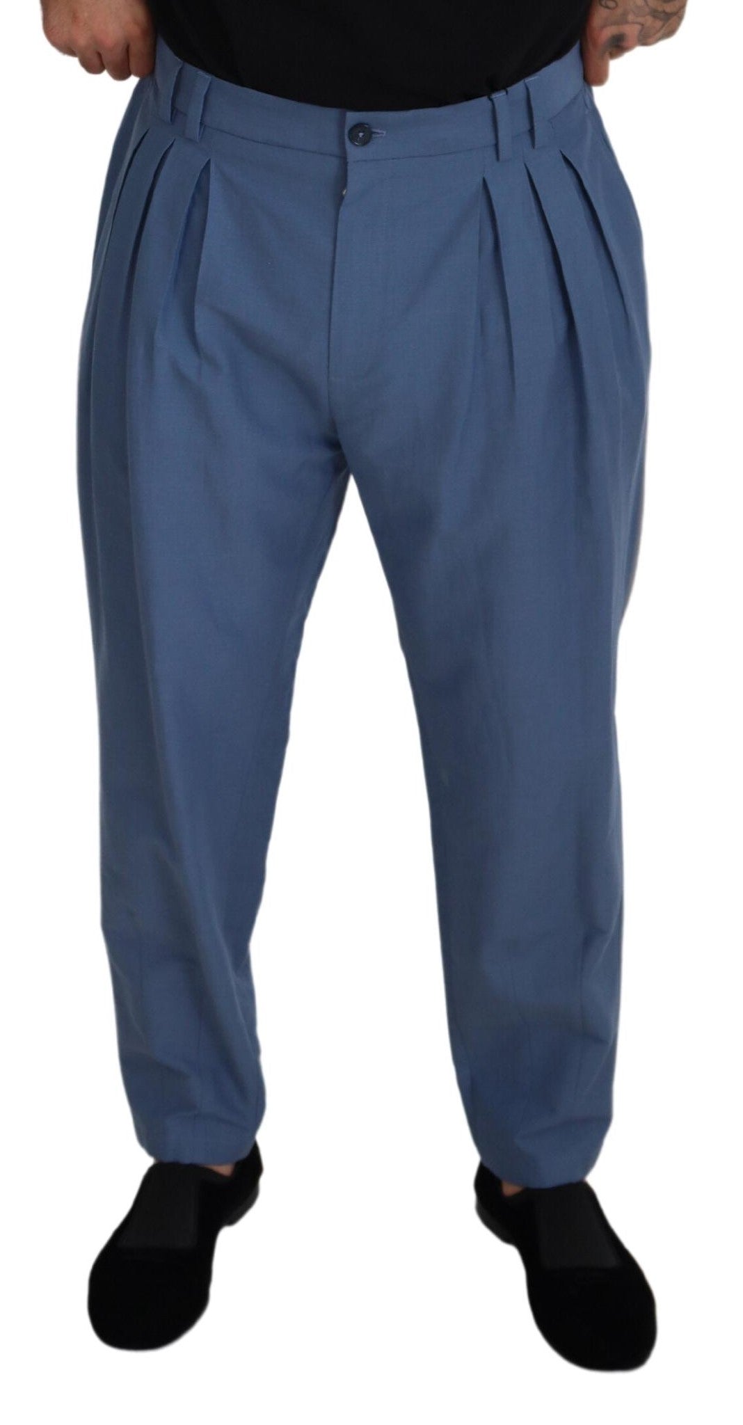 Dolce &amp; Gabbana Elegant blue linen-cotton trousers