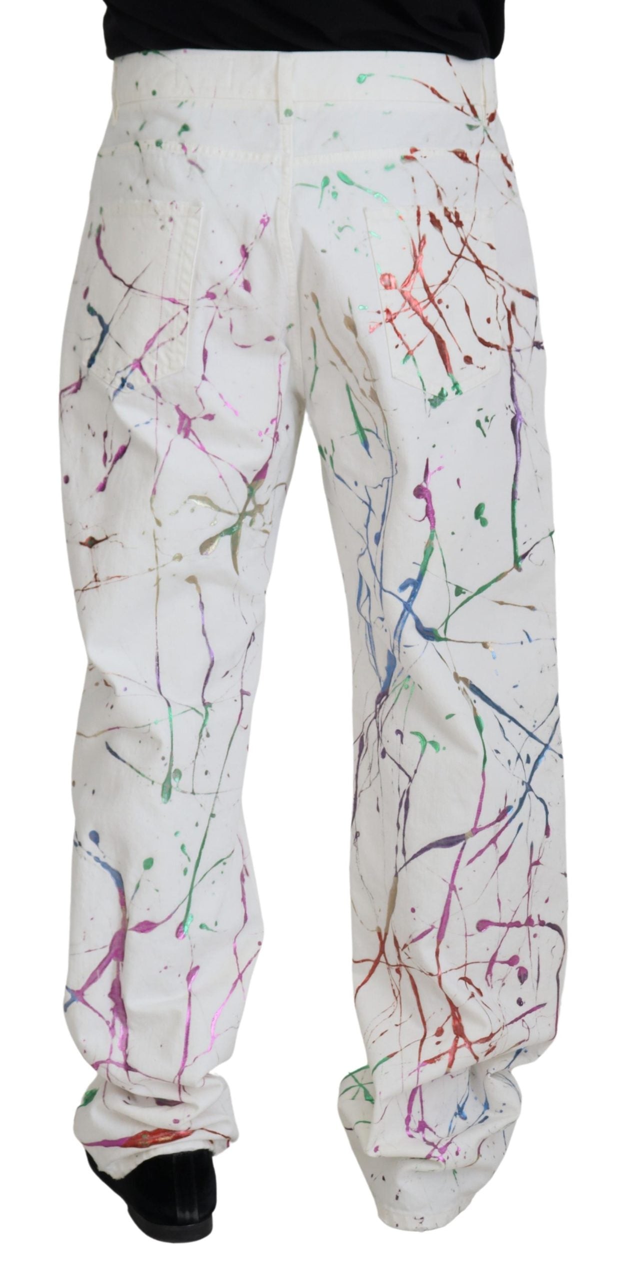 Dolce & Gabbana Schicke Denim-Hose mit weißem Splash-Print