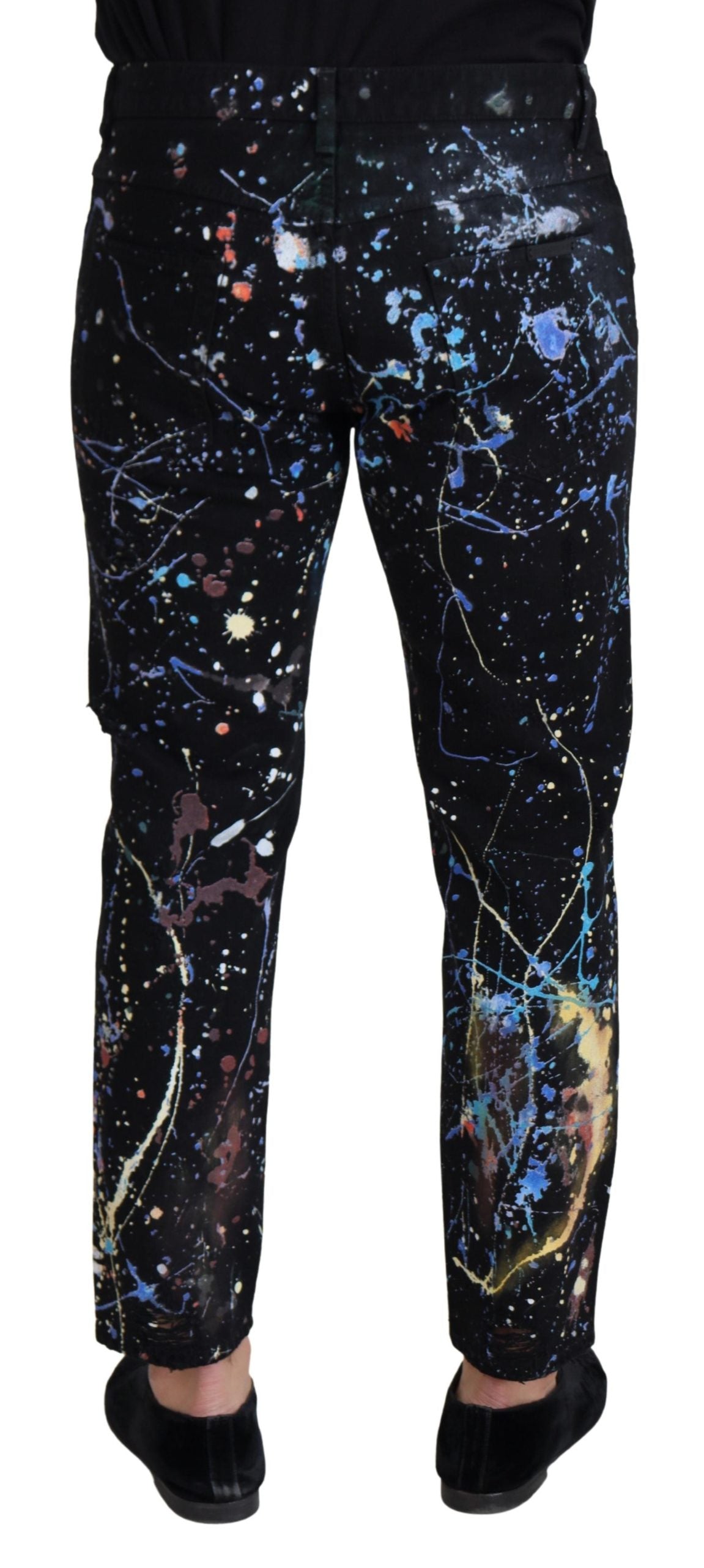 Dolce &amp; Gabbana Exquisite Denim Pants with Paint Splashes