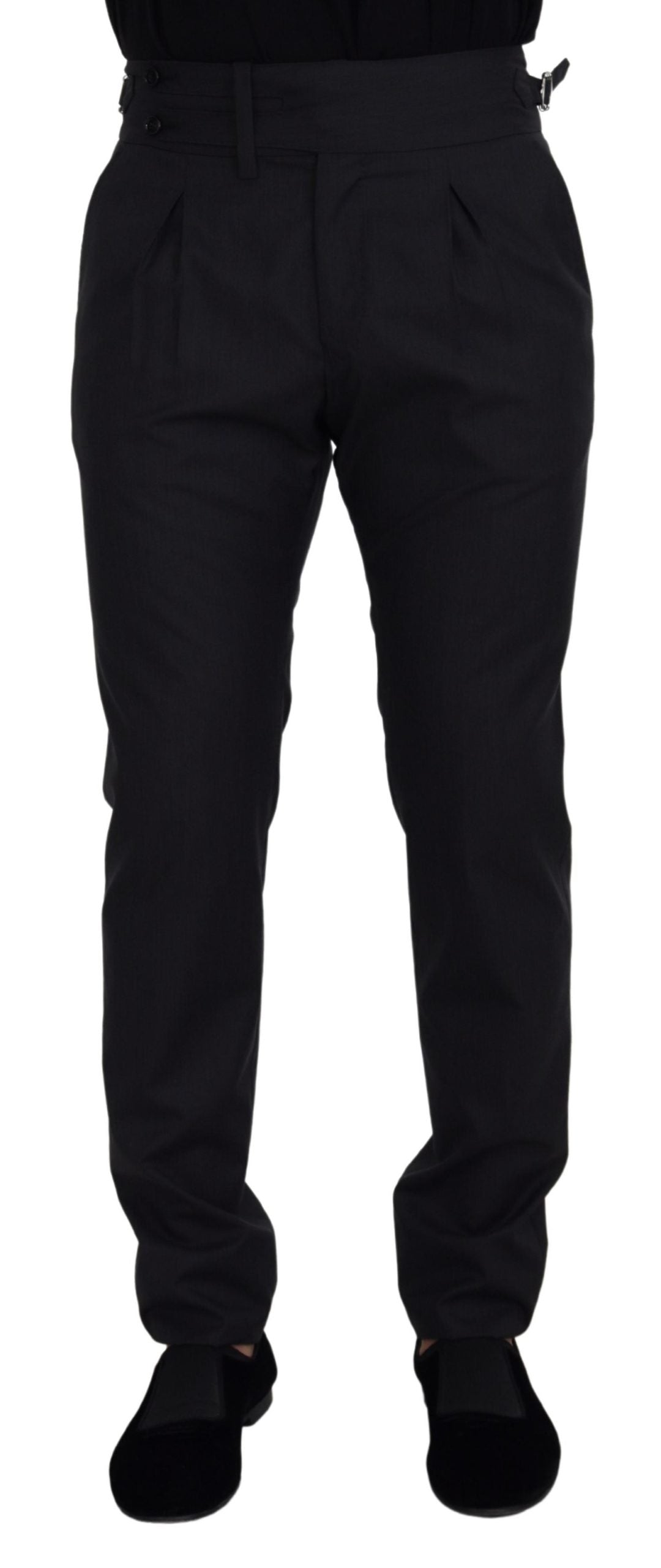 Dolce &amp; Gabbana Elegant dark grey silk wool trousers