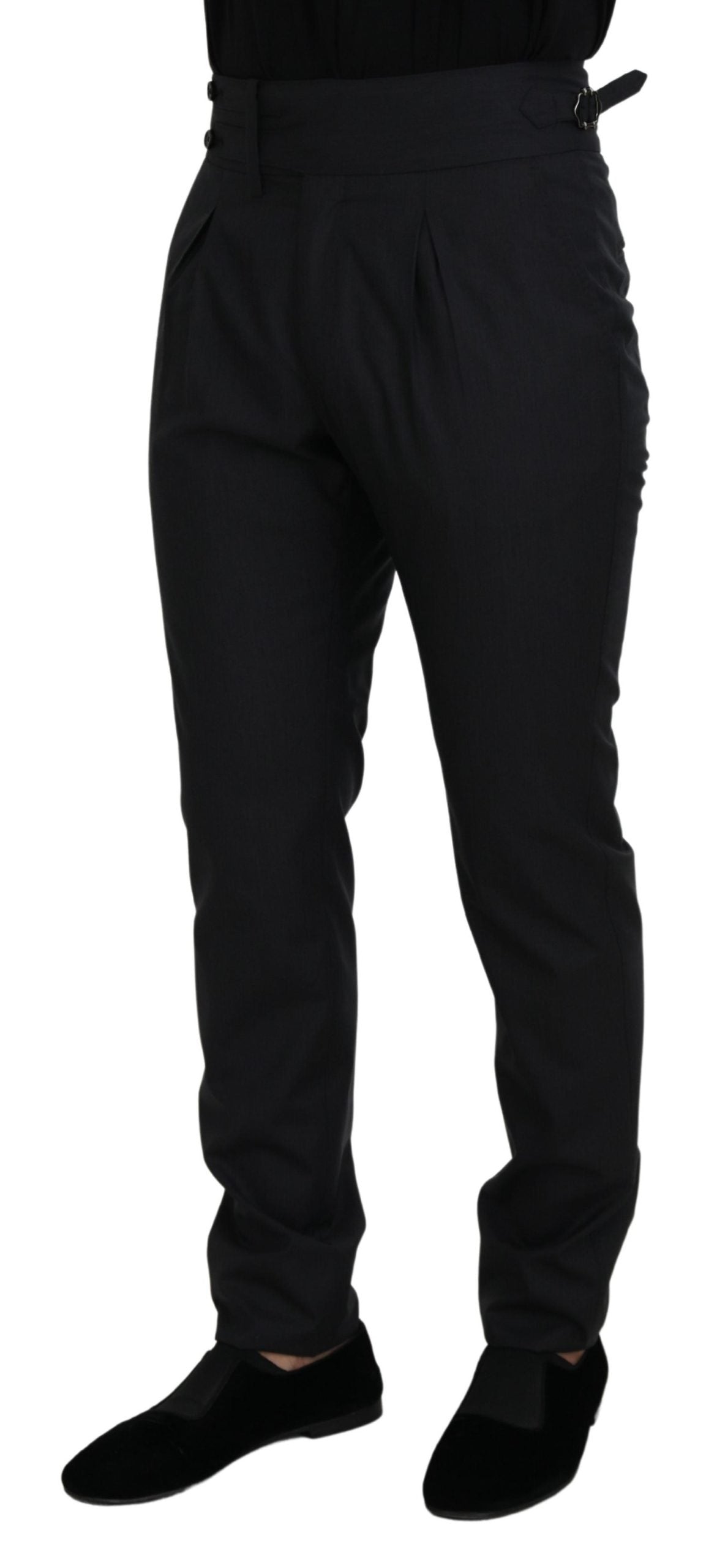 Dolce &amp; Gabbana Elegant dark grey silk wool trousers