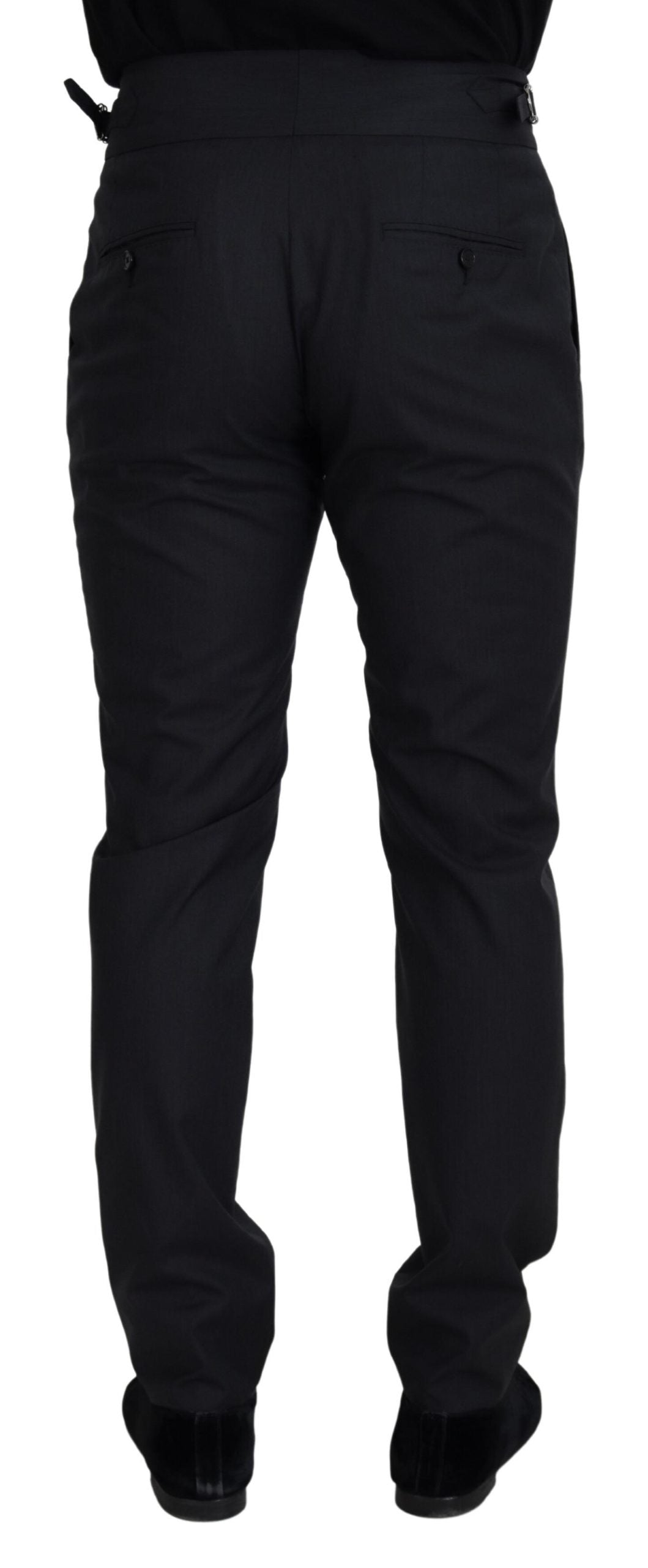 Dolce &amp; Gabbana Elegant dark grey silk wool trousers