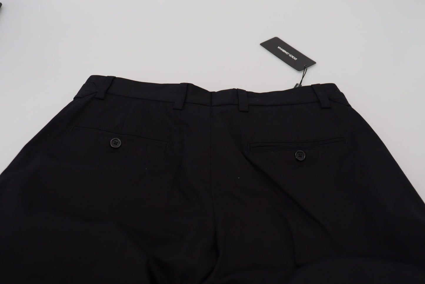 Dolce & Gabbana Glatte schwarze italienische Designerhose mit seitlicher Schnalle