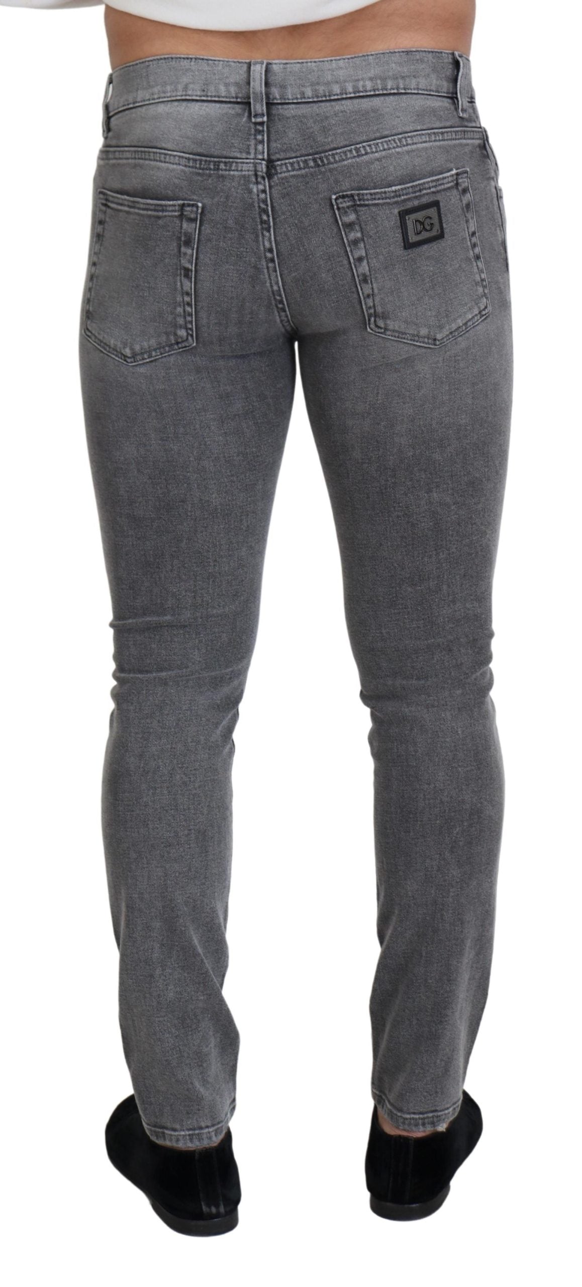 Dolce & Gabbana Schicke grau gewaschene Denim-Hose