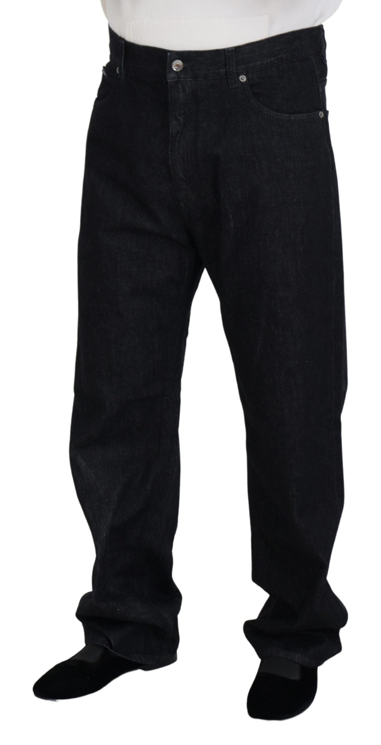 Dolce &amp; Gabbana Elegant Black Washed Denim Pants Luxe Cotton