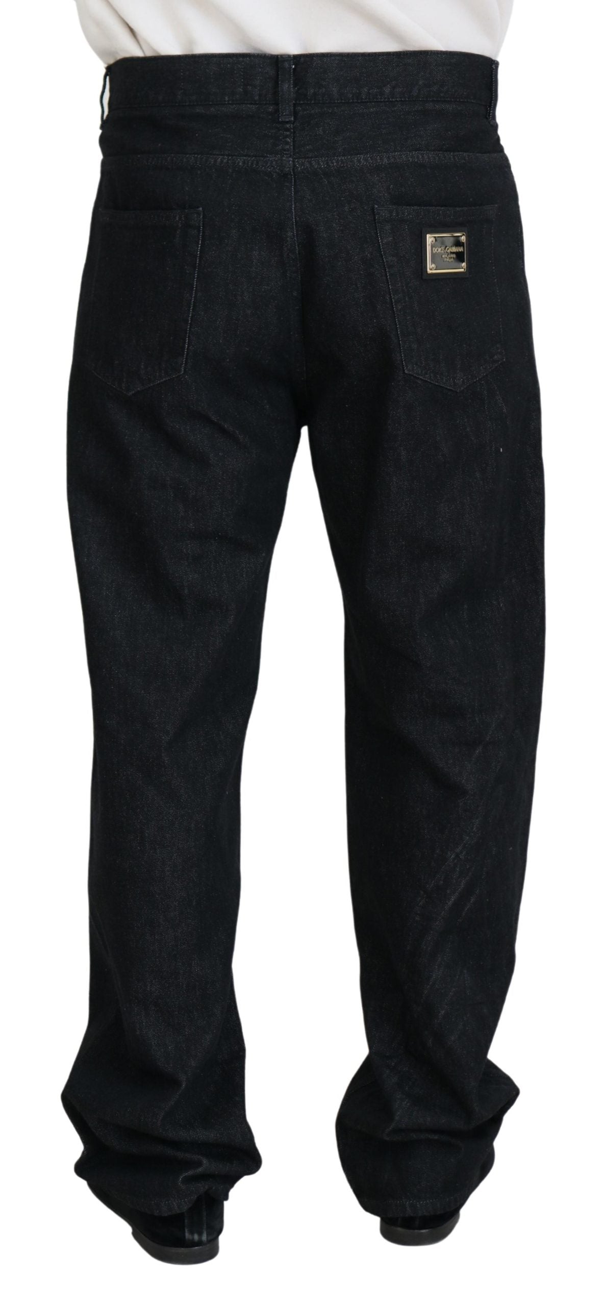 Dolce &amp; Gabbana Elegant Black Washed Denim Pants Luxe Cotton