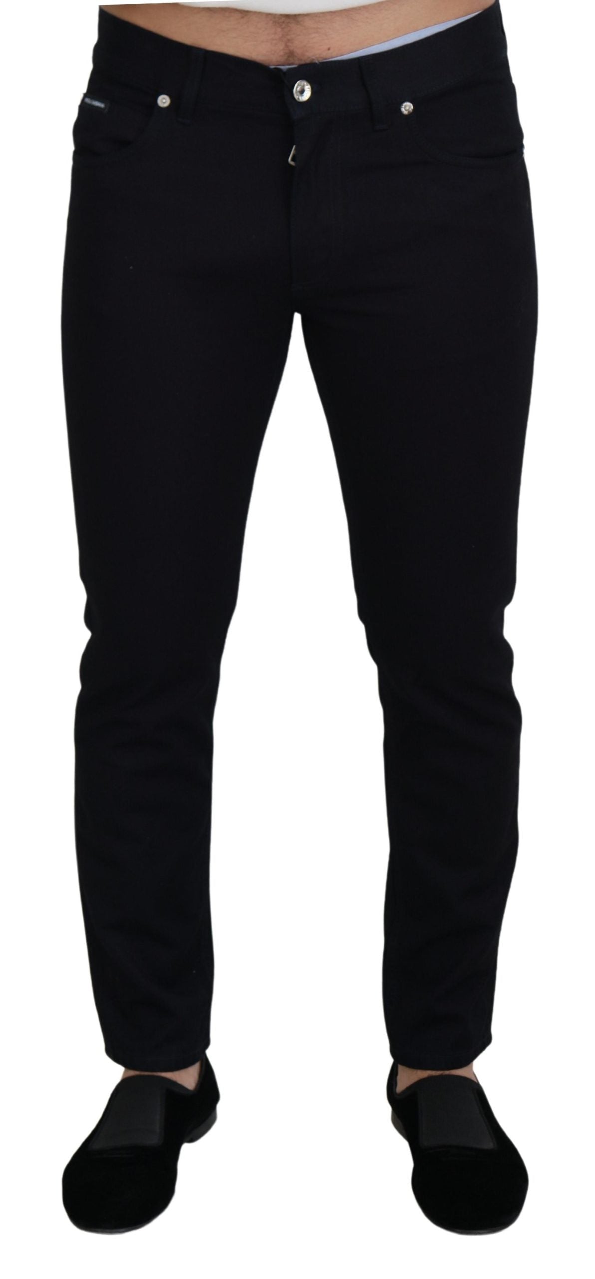 Dolce &amp; Gabbana Elegant Black Silk Blend Denim Pants