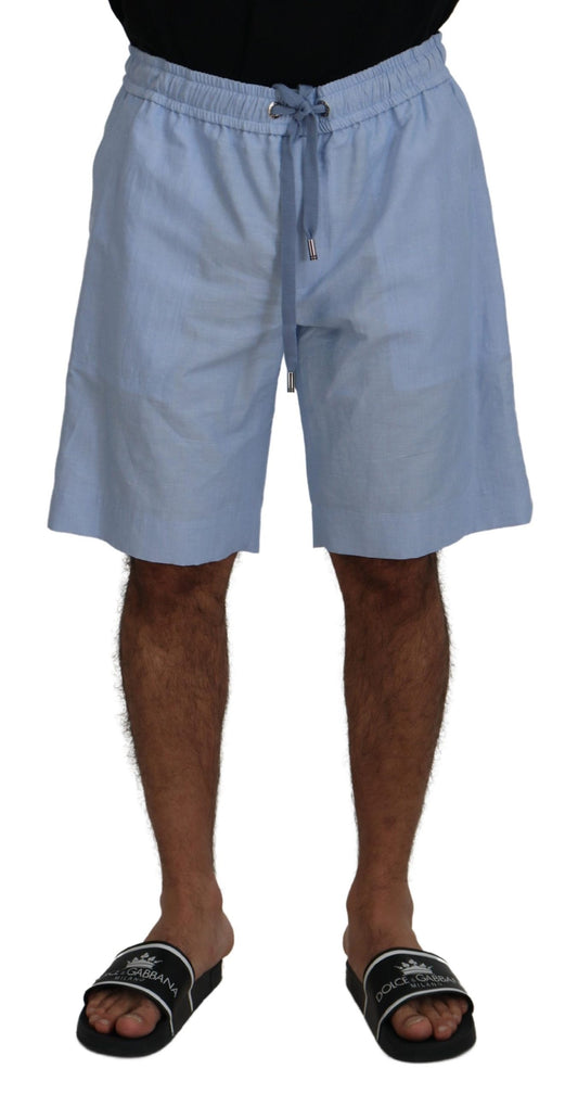 Dolce &amp; Gabbana Elegant light blue summer shorts made of linen-cotton