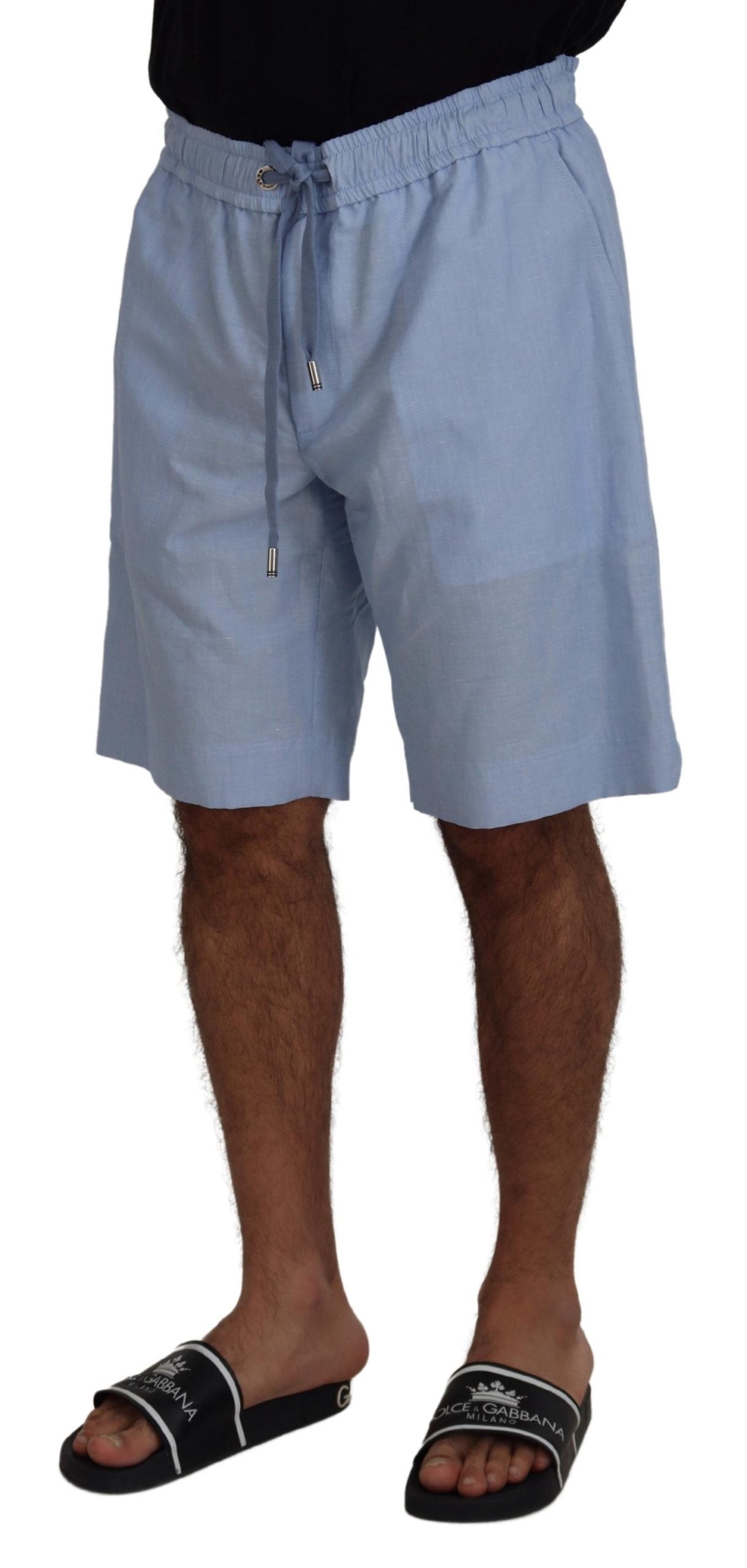 Dolce &amp; Gabbana Elegant light blue summer shorts made of linen-cotton