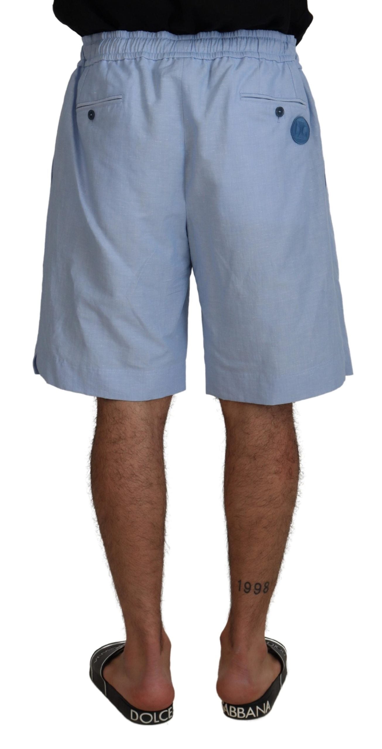 Dolce &amp; Gabbana Elegant light blue summer shorts made of linen-cotton