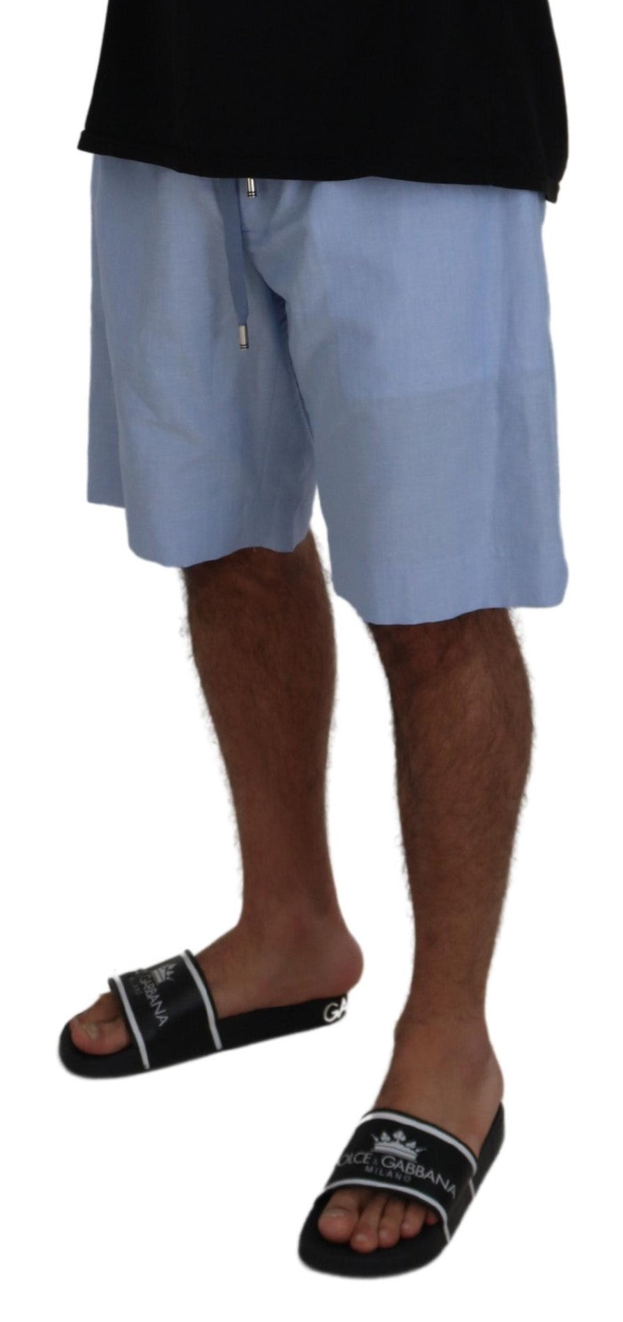 Dolce &amp; Gabbana Elegant light blue summer shorts made of linen-cotton