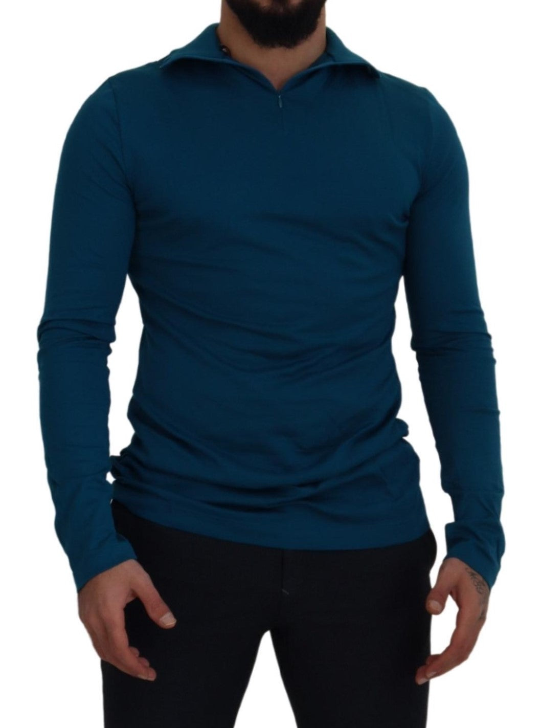 Dolce & Gabbana Eleganter blauer Pullover aus Baumwolle