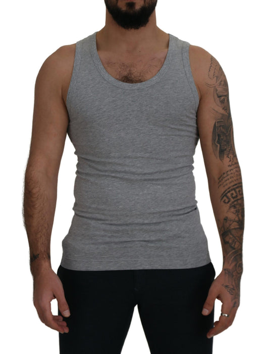 Dolce &amp; Gabbana Slim sleeveless grey cotton tank top