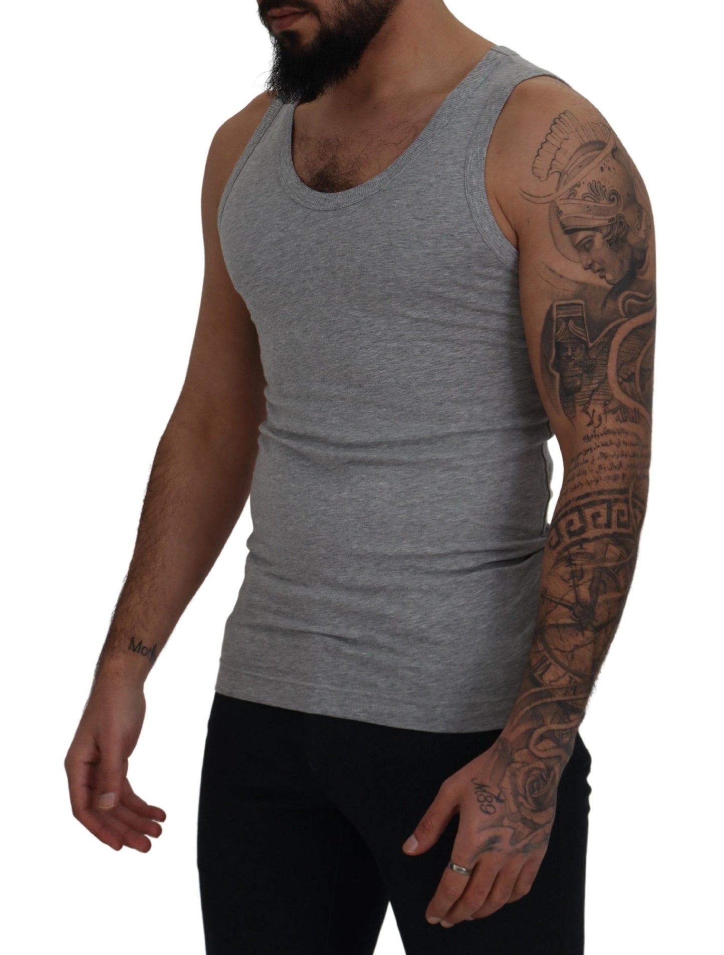 Dolce &amp; Gabbana Slim sleeveless grey cotton tank top