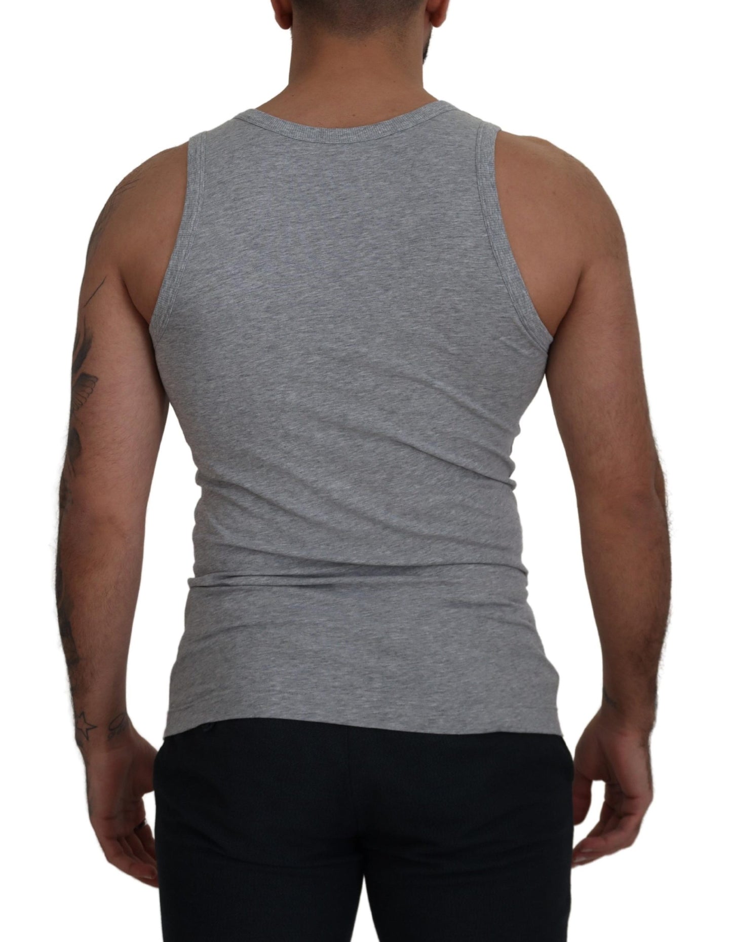 Dolce &amp; Gabbana Slim sleeveless grey cotton tank top