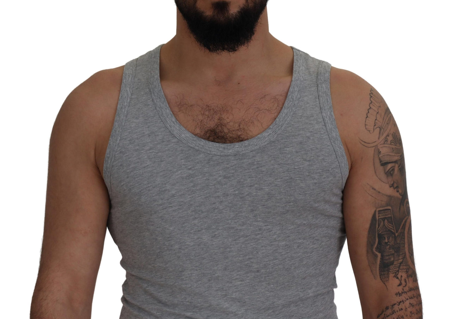 Dolce &amp; Gabbana Slim sleeveless grey cotton tank top