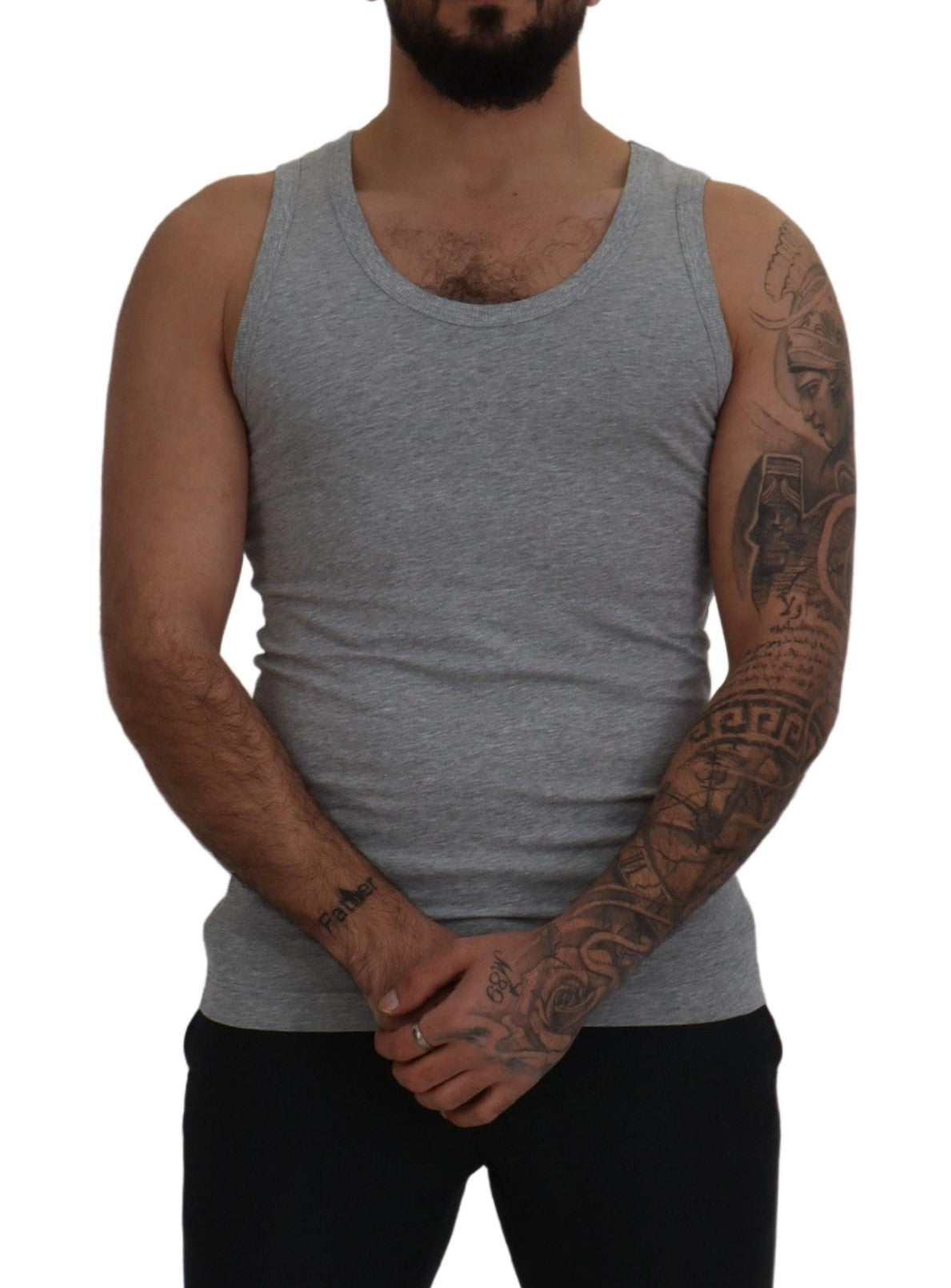 Dolce &amp; Gabbana Slim sleeveless grey cotton tank top