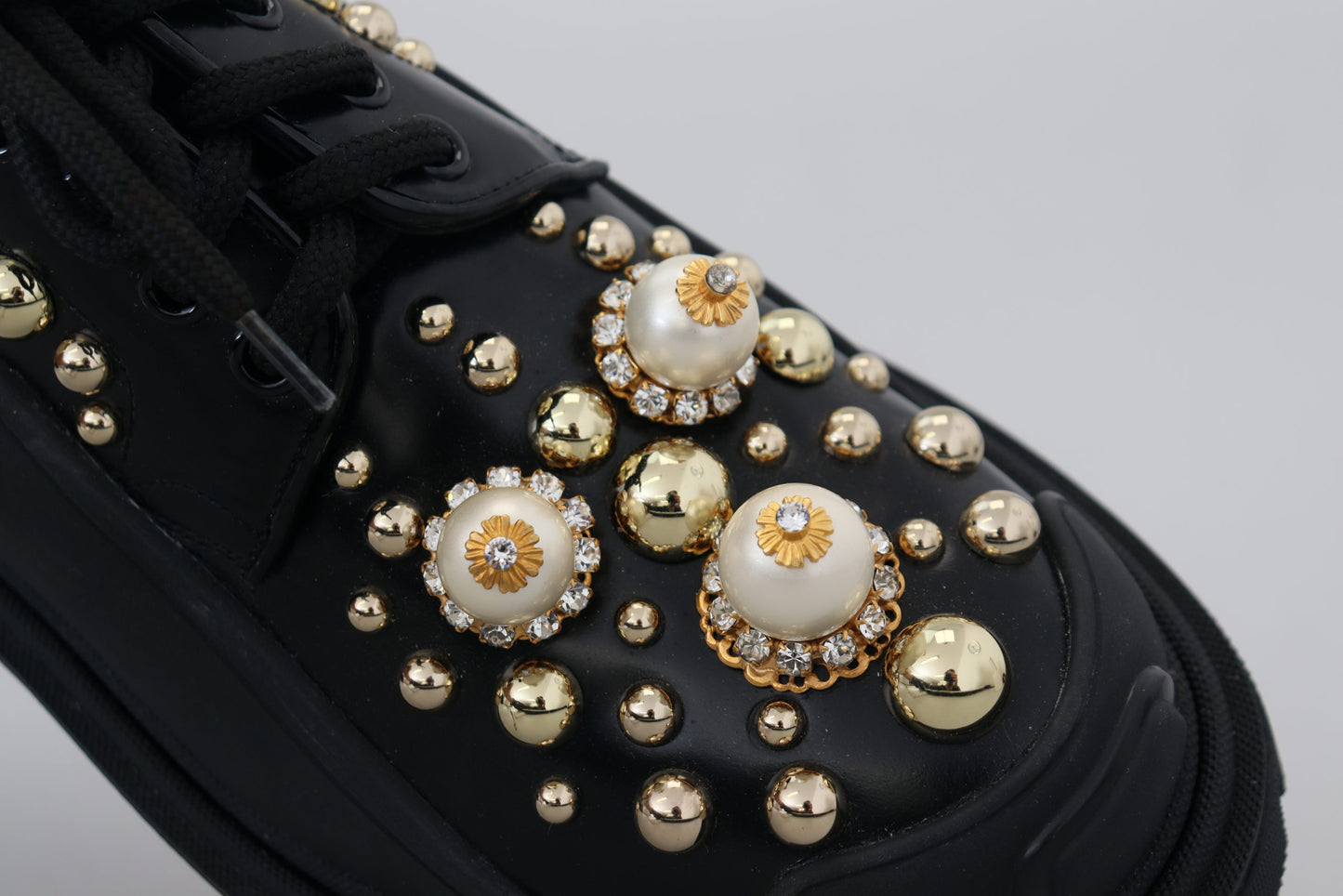 Dolce &amp; Gabbana Timeless Derby Flats in Black Leather with Glam Accents