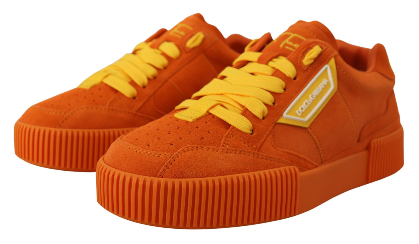 Dolce &amp; Gabbana Chic Orange Suede Lace-Up Sneakers