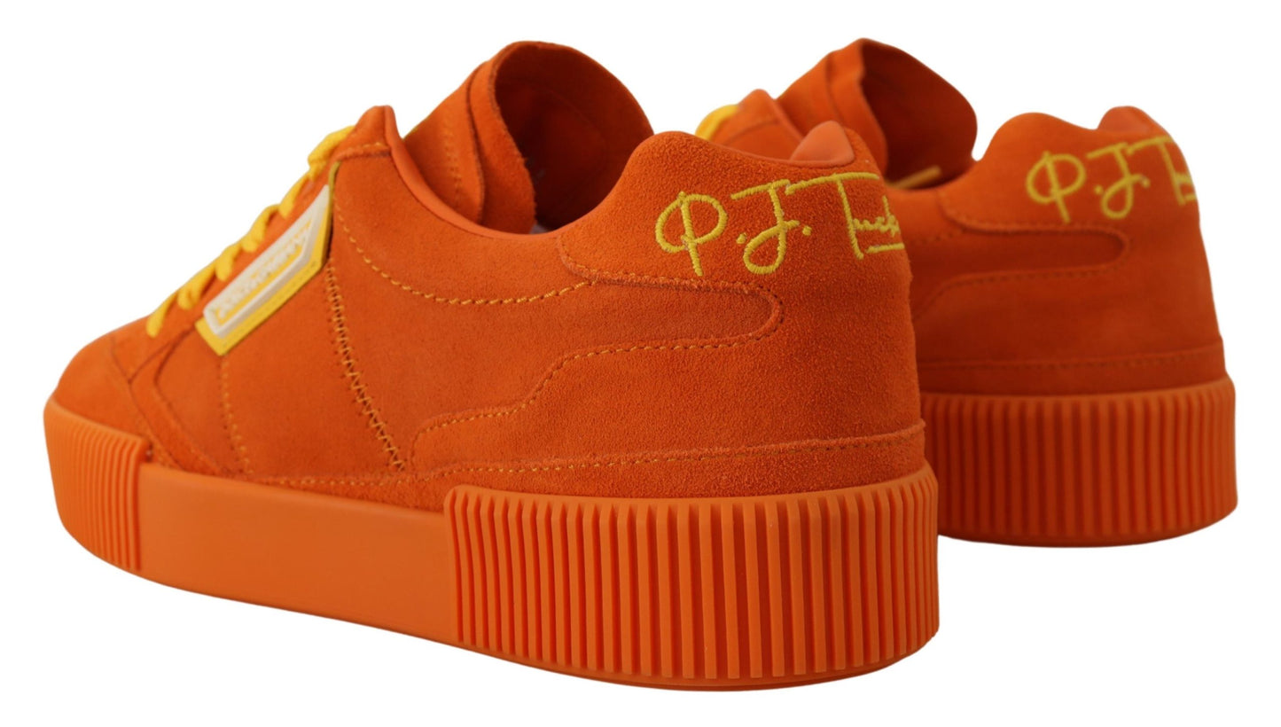 Dolce &amp; Gabbana Chic Orange Suede Lace-Up Sneakers