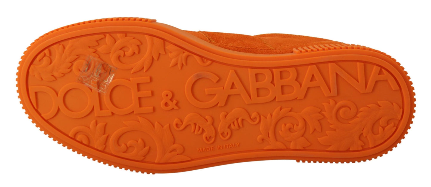 Dolce &amp; Gabbana Chic Orange Suede Lace-Up Sneakers