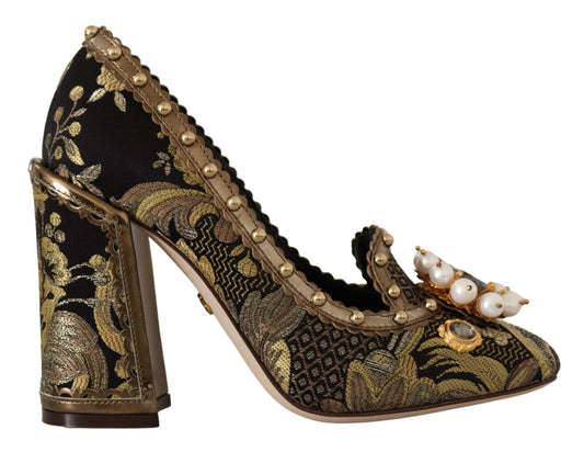 Dolce & Gabbana Elegante Gold Jacquard Brokat Pumps