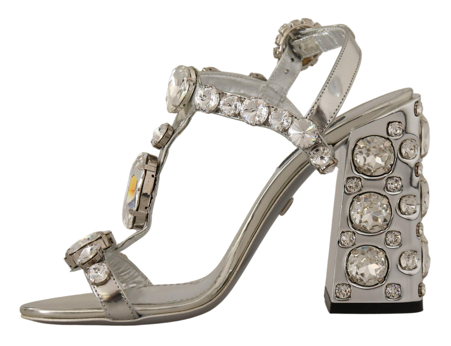 Dolce &amp; Gabbana Silver leather pumps with crystal embellishment