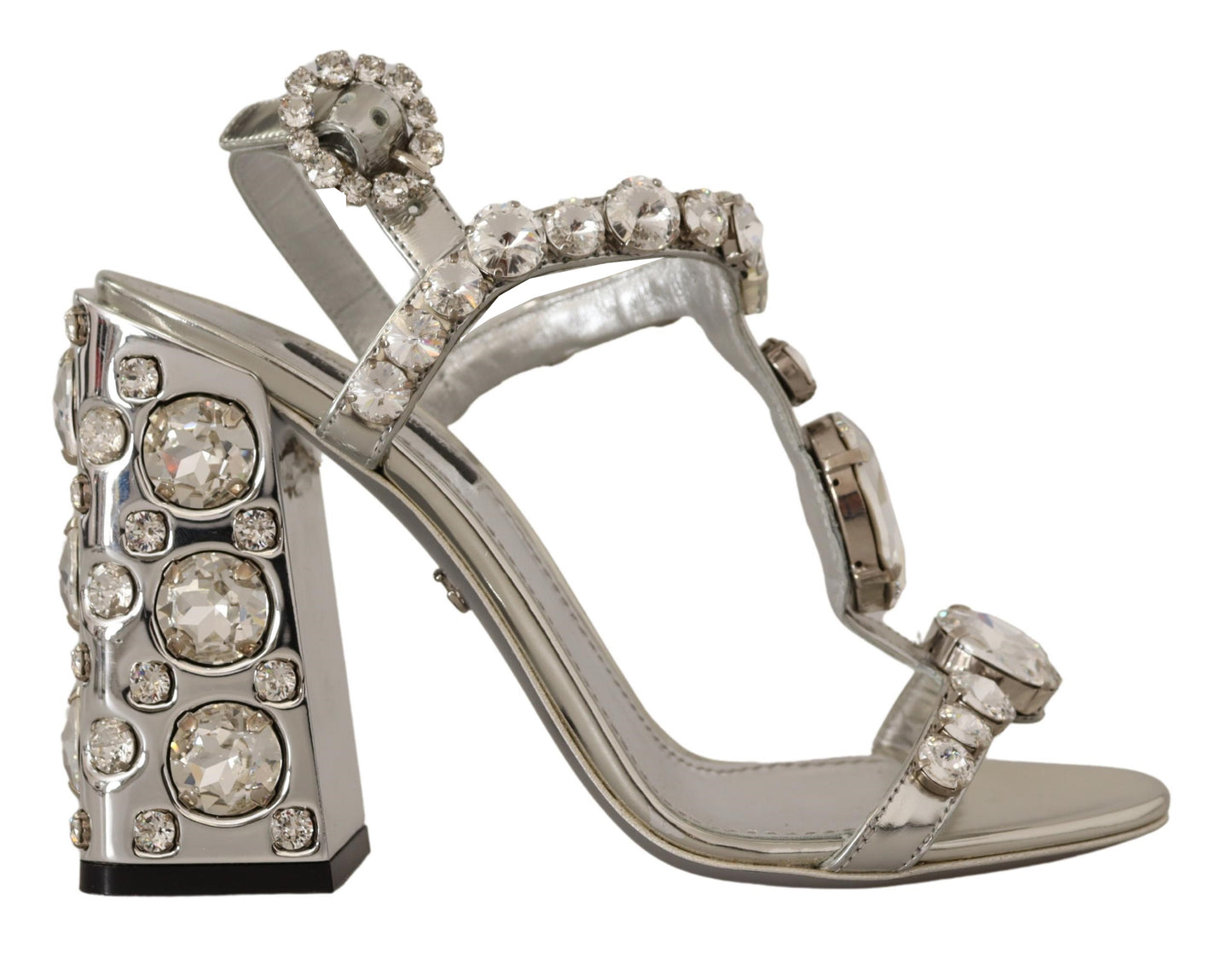 Dolce &amp; Gabbana Silver leather pumps with crystal embellishment