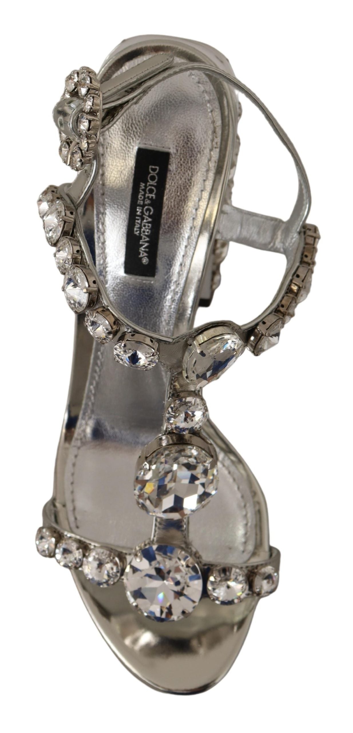 Dolce &amp; Gabbana Silver leather pumps with crystal embellishment