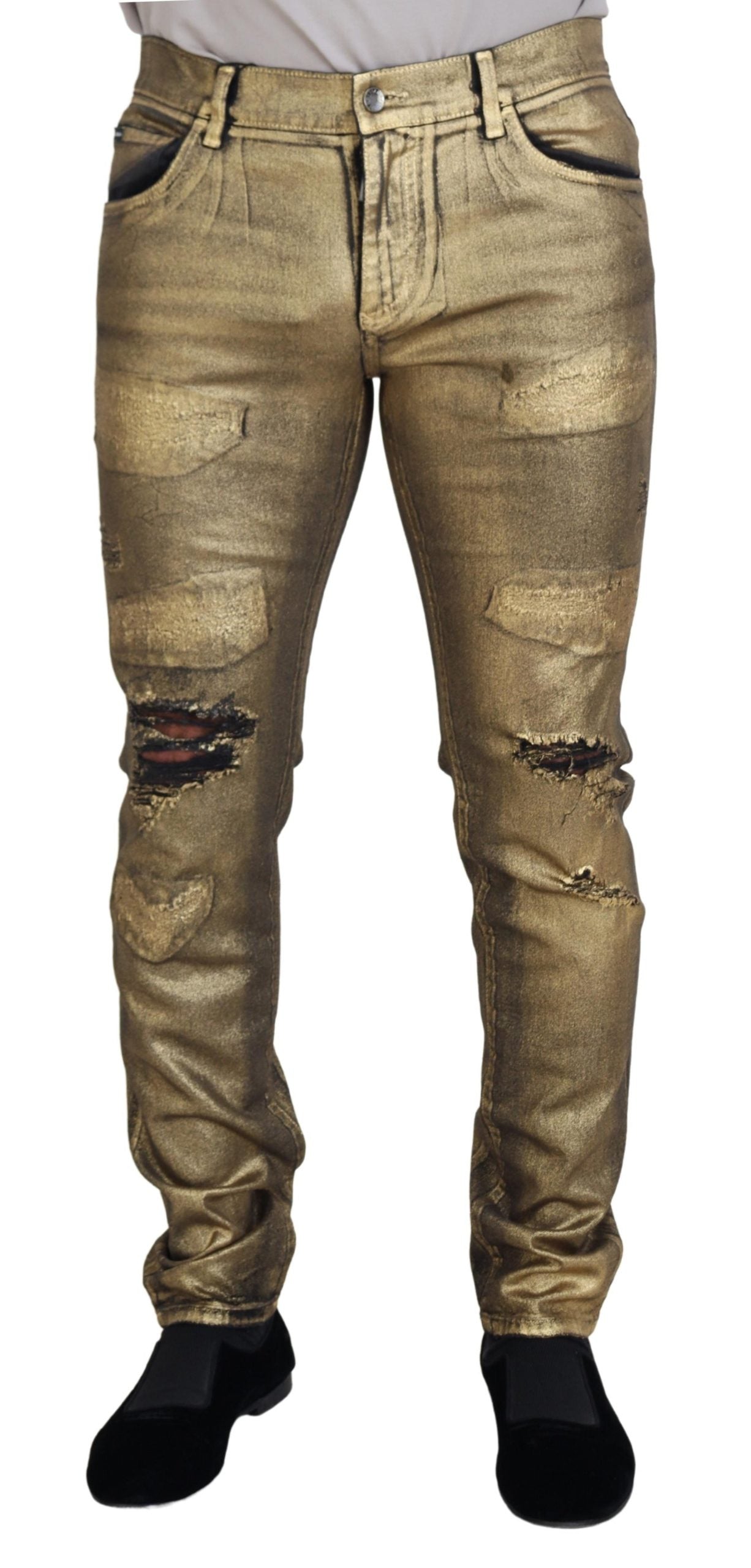 Dolce & Gabbana Elegantes Gold Denim Eleganz